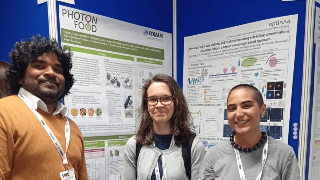 NMBU team members posing in front of their poster at SPEC 2022. Pic SPEC_1600x900